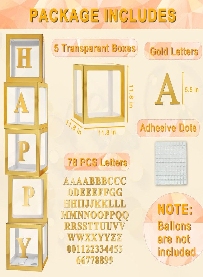 Ledido Gold Transparent Balloon Boxes With 78 Letters, Baby Boxes with Letters for Baby Shower Clear Letter Boxes for Party Graduation Wedding Birthday Baby Shower Decorations 5 PCS - Image 2